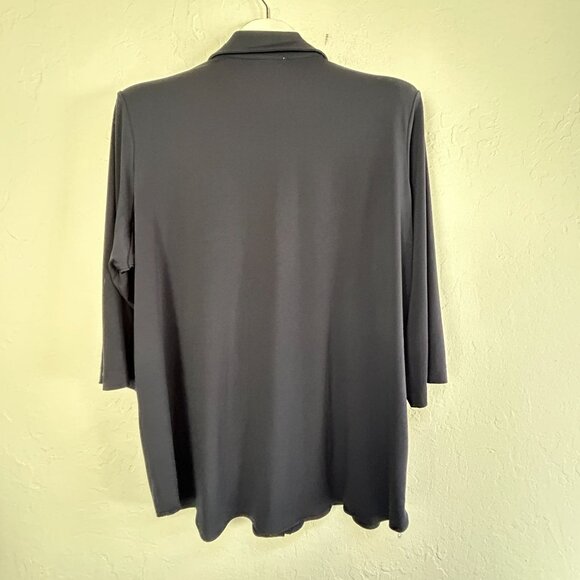 Carmen Woman Navy Blue Button-Up Shirt With Gold Accents 3/4 Sleeves Size 1X - Picture 2 of 7